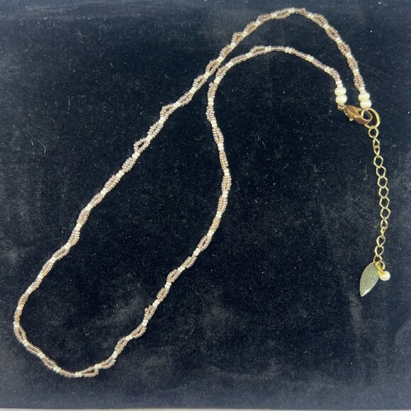 Coldwater Creek multi-strand seed-bead necklace, Gold /bronze & white, 20–22” - Picture 2 of 6